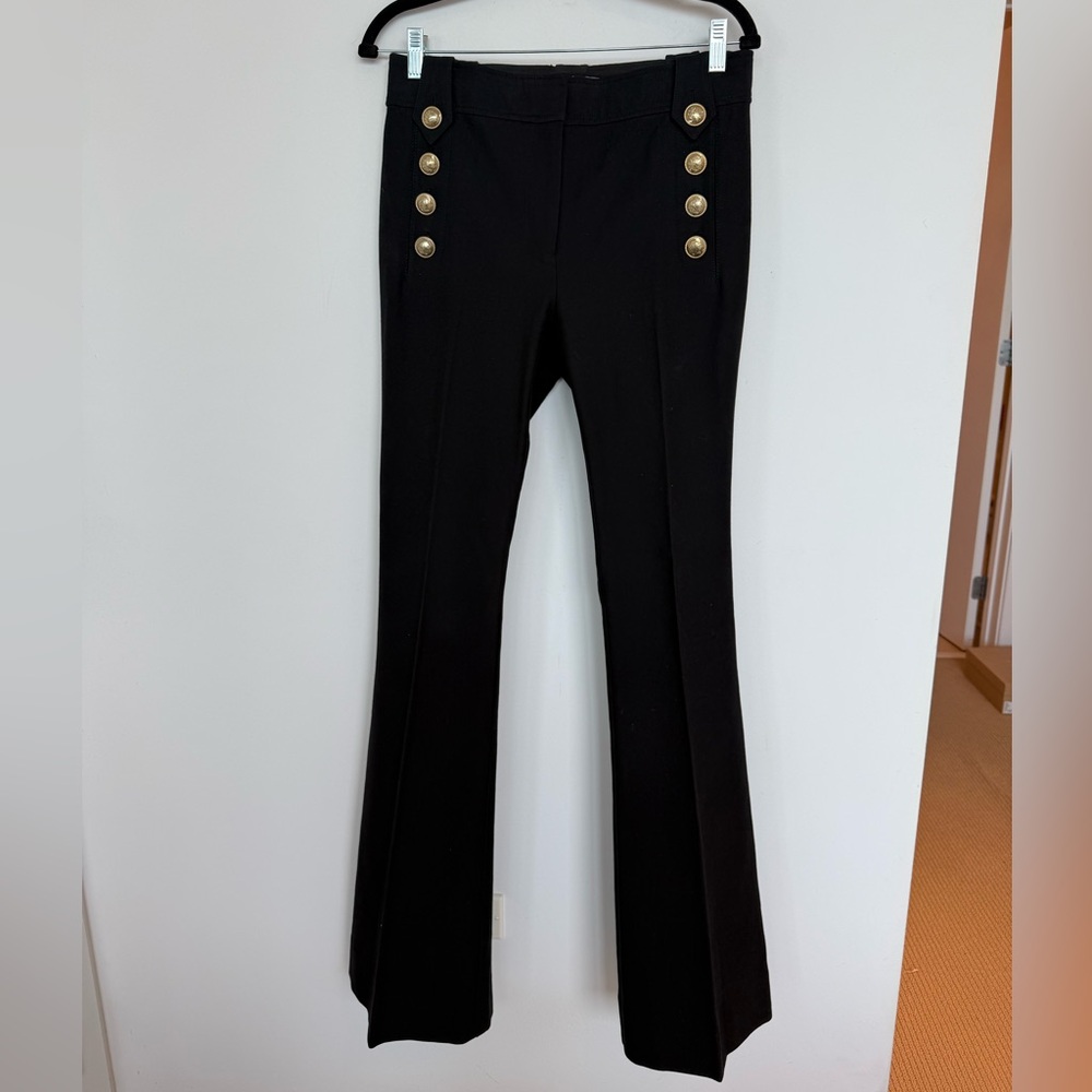 Derek Lam 10 Crosby Robertson Black Flare Pants with Gold Buttons size 8 - Picture 3 of 7